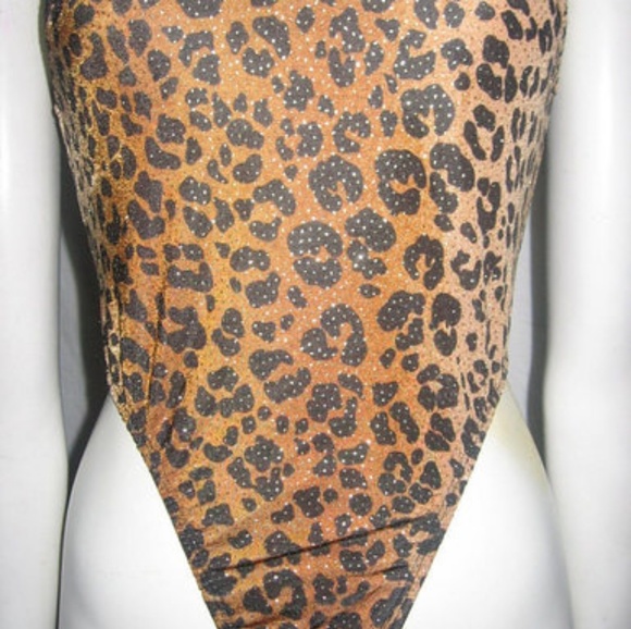 SOLD Lee Strings Animal Print Glitter Bathing Suit - Picture 2 of 4